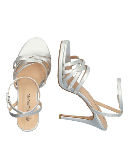 SANDALO ARGENTO TACCO A SPILLO MISURE GRANDI DONNA MISURE PICCOLE