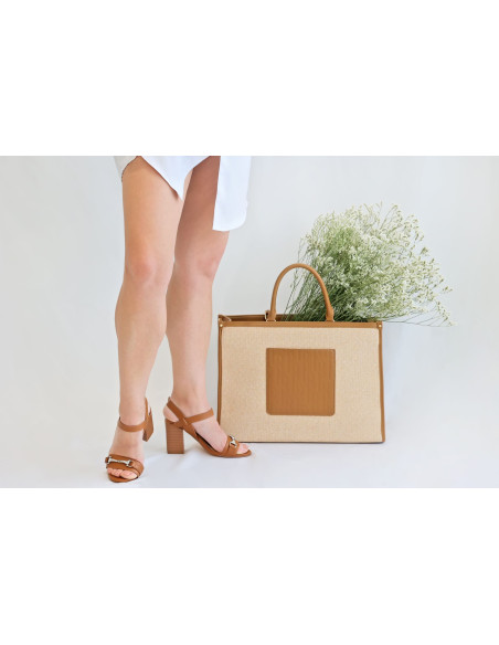 SANDALO CUOIO CON ACCESSORIO MORSETTO PICCOLI E GRANDI NUMERI DONNA