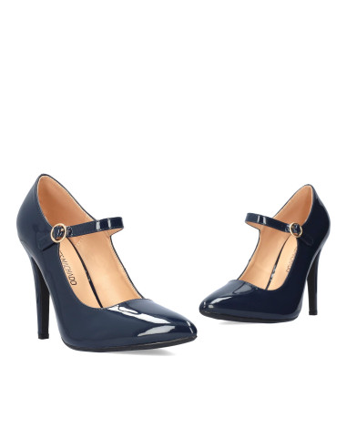 Mary Jane con tacco in vernice Blu Navy piccoli e grandi numeri donna