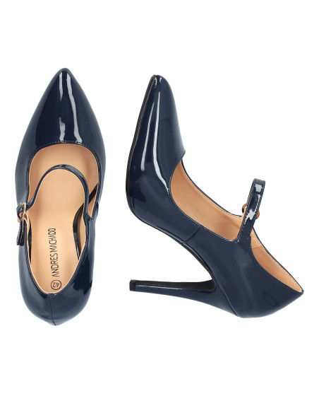 Mary Jane con tacco in vernice Blu Navy piccoli e grandi numeri donna