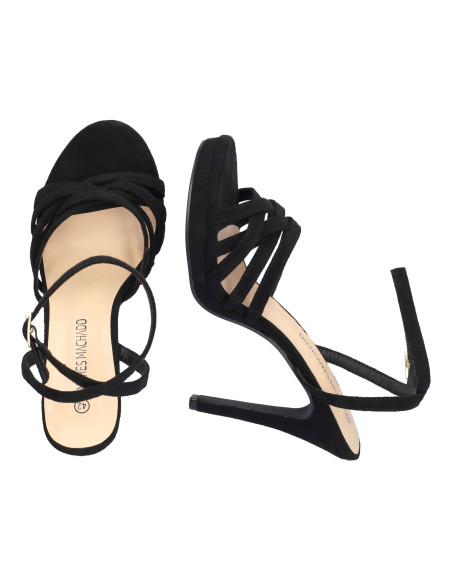 SANDALO NERO CAMOSCIO TACCO A SPILLO MISURE DONNA GRANDI E PICCOLE