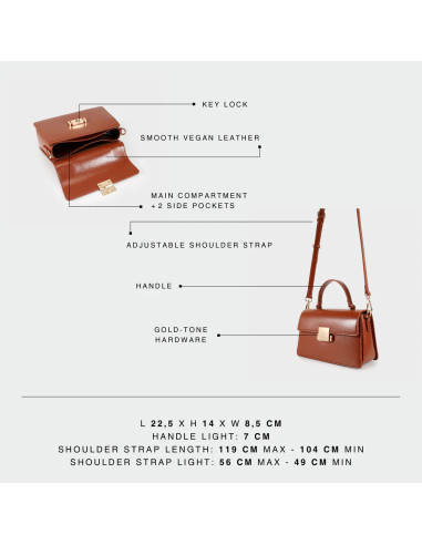 Borsa a mano e tracolla LUCY - CUOIO - LABEL ROSE