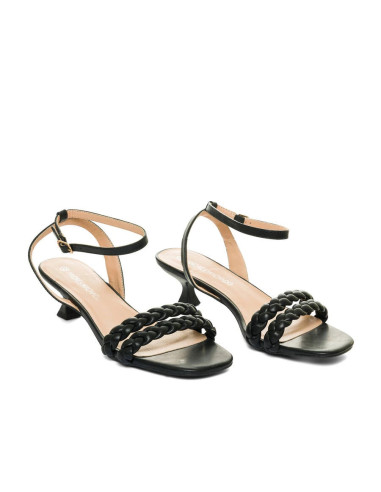 Sandalo Nero tacco Basso "Kitten Heel"