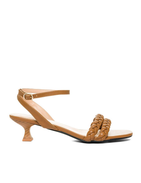 Sandalo Cuoio tacco Basso "Kitten Heel"