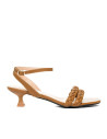Sandalo Cuoio tacco Basso "Kitten Heel"