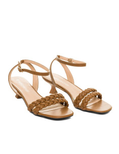Sandalo Cuoio tacco Basso "Kitten Heel" 2