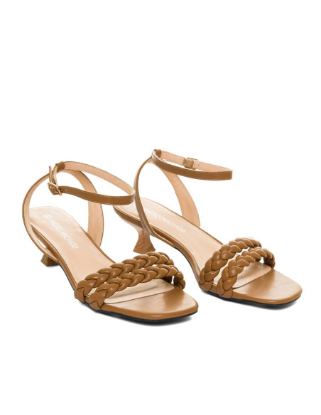 Sandalo Cuoio tacco Basso "Kitten Heel"