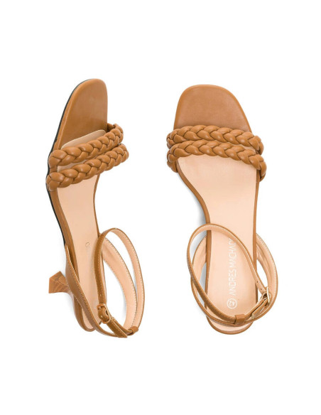 Sandalo Cuoio tacco Basso "Kitten Heel"