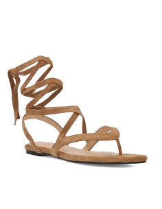 Sandalo alla Schiava in tessuto Scamosciato Cuoio 2