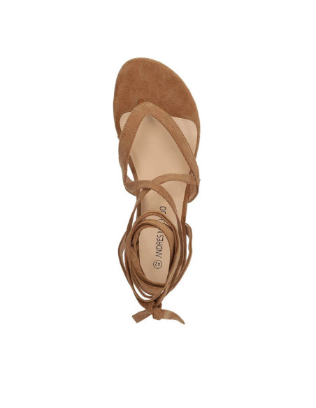 Sandalo alla Schiava in tessuto Scamosciato Cuoio