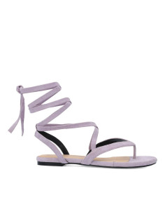 Sandalo alla Schiava in tessuto Scamosciato Malva