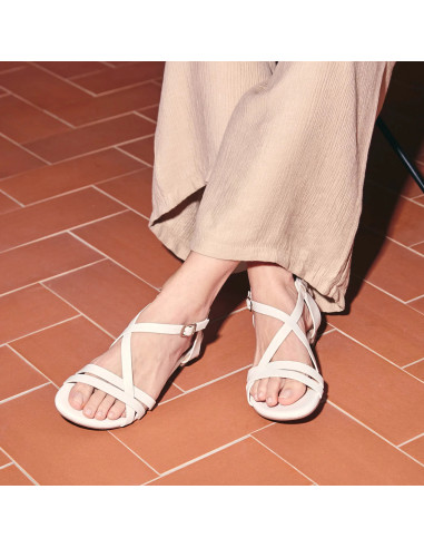 Sandalo Intrecciato Bianco Numeri Grandi