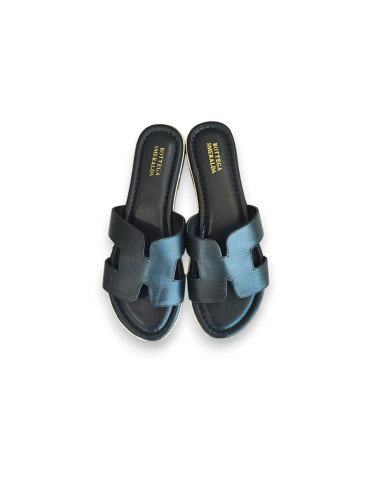 Ciabattina in Pelle Modello Hermes Nera