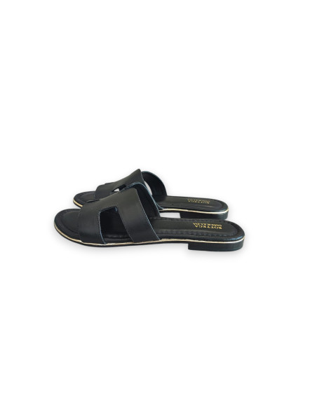 Ciabattina in Pelle Modello Hermes Nera