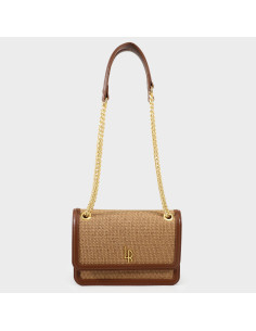 Borsa Label Rose a tracolla ELOISE RAFIA - CUOIO