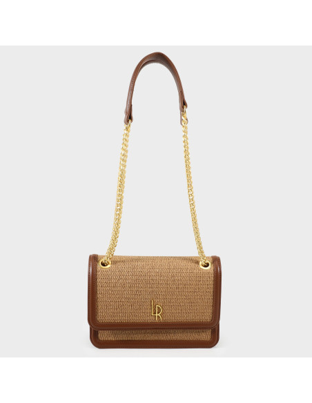 Borsa Label Rose a tracolla ELOISE RAFIA - CUOIO
