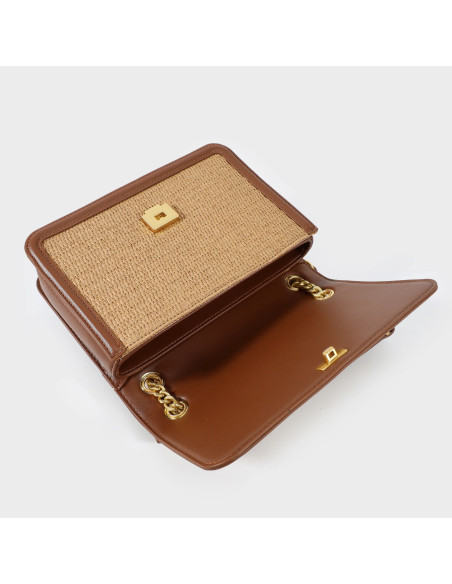 Borsa Label Rose a tracolla ELOISE RAFIA - CUOIO