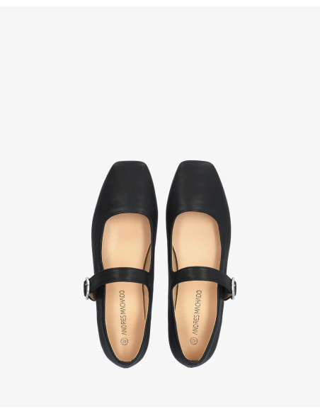 Ballerina piatta Mary Jane Nera Numeri Grandi