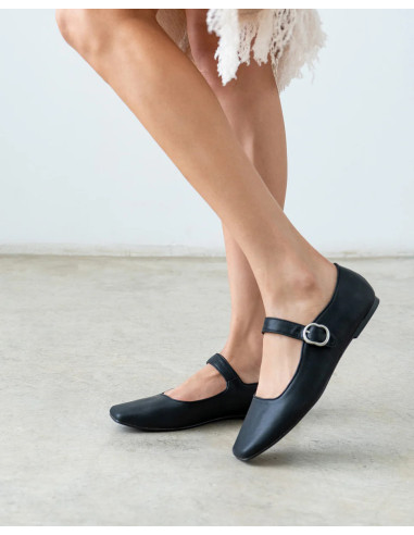 Ballerina piatta Mary Jane Nera Numeri Grandi