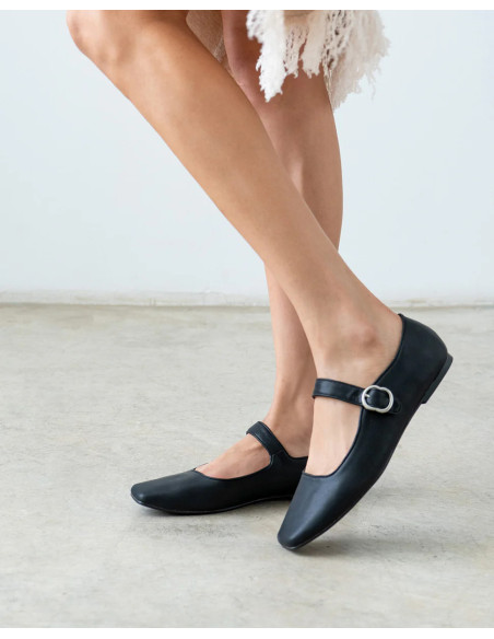 Ballerina piatta Mary Jane Nera Numeri Grandi