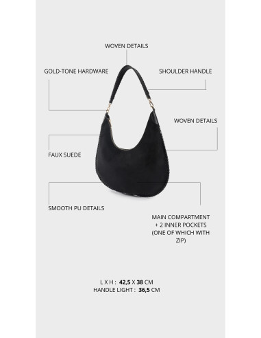 BORSA A SPALLA AURORA - NERA LABEL ROSE