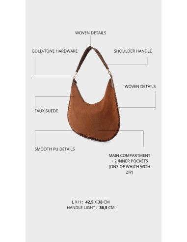 BORSA A SPALLA AURORA - ALMOND LABEL ROSE