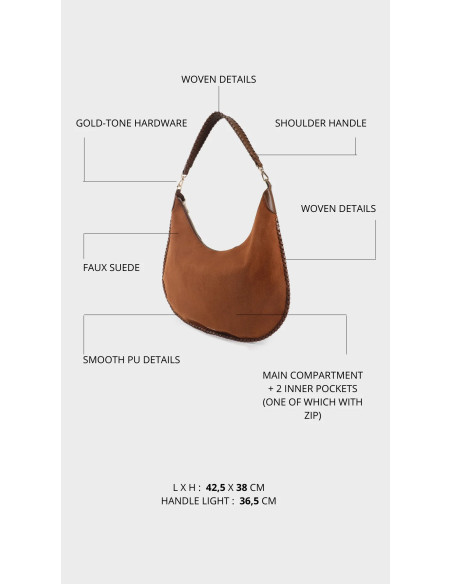 BORSA A SPALLA AURORA - ALMOND LABEL ROSE