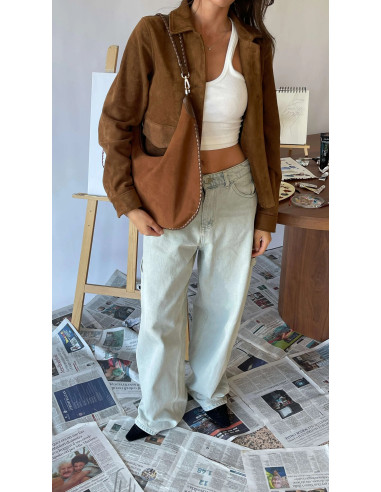 BORSA A SPALLA AURORA - ALMOND LABEL ROSE