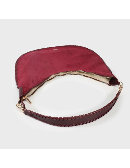 BORSA A SPALLA AURORA - BORDEAUX LABEL ROSE